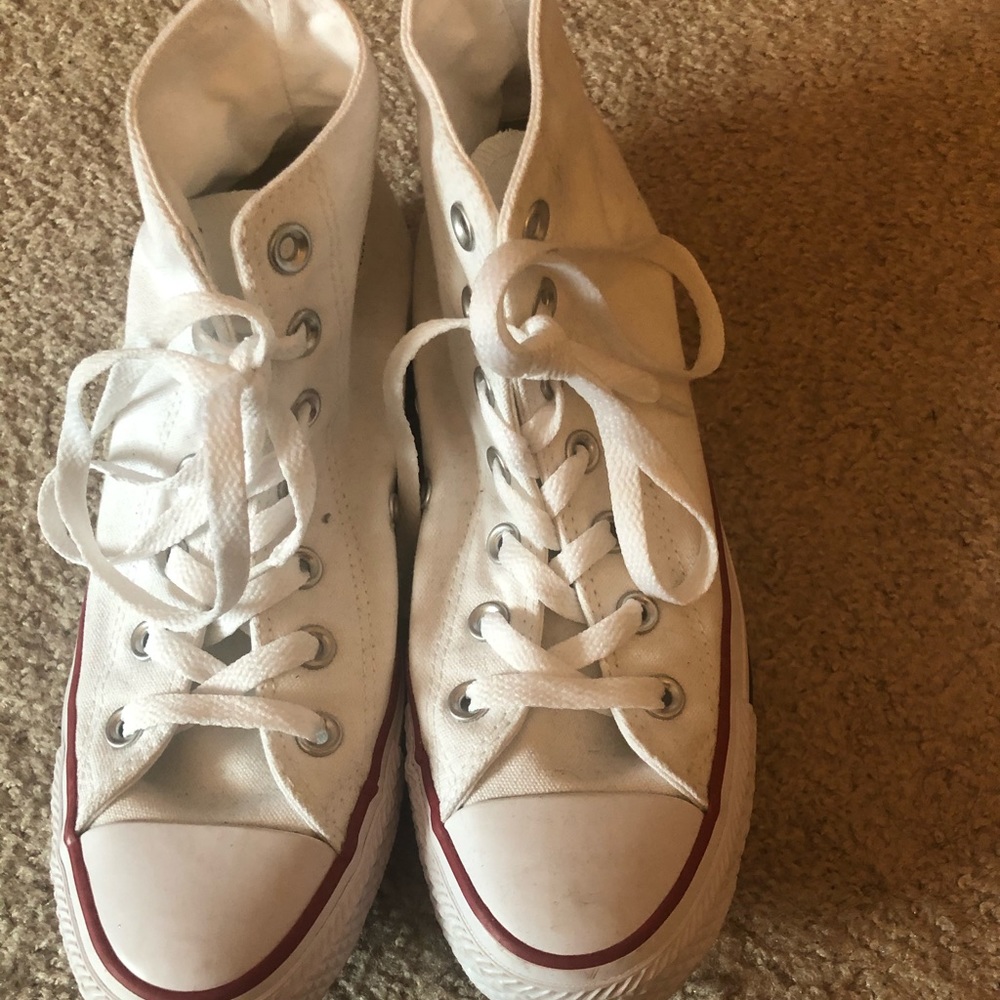 brand new white high top converse